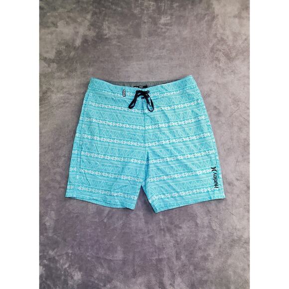 Hurley Swim Trunks Men Sz 31 Green Phantom Buckle Bathing Suit Board Shorts C24 - Picture 1 of 10